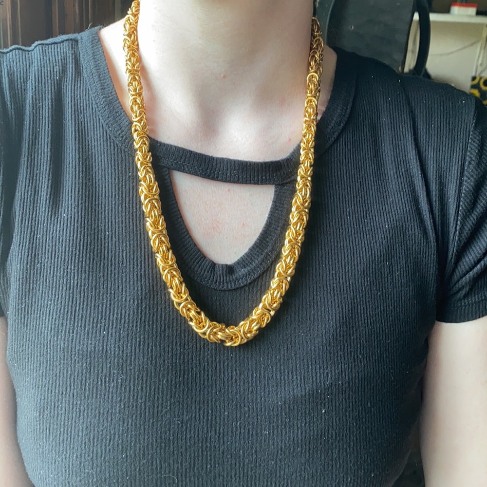 Chunky gold tone multi-strand rope necklace- 24 in